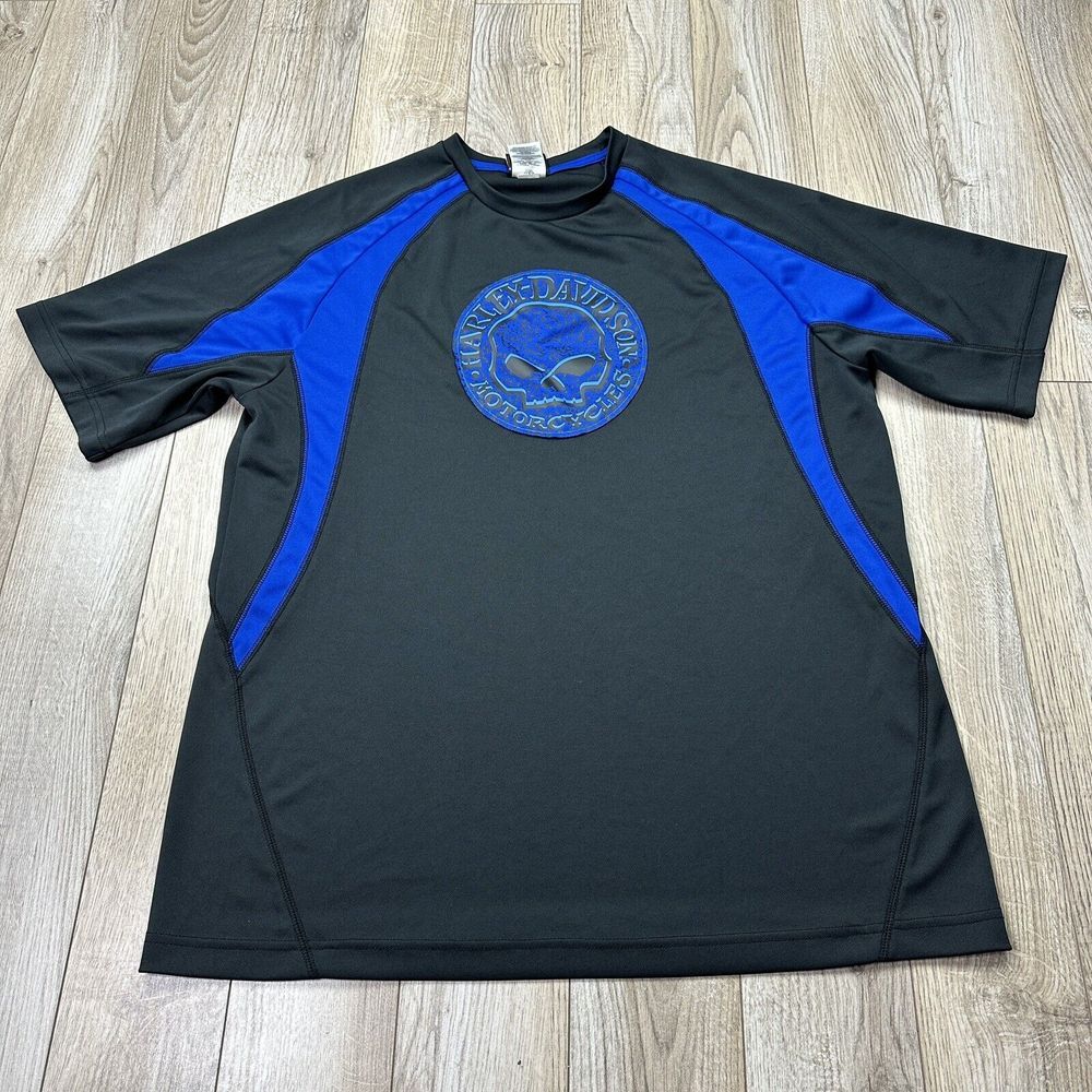 Harley Davidson‎ New Mexico Shirt Men's XL Black Blue Polyester Short Sleeve